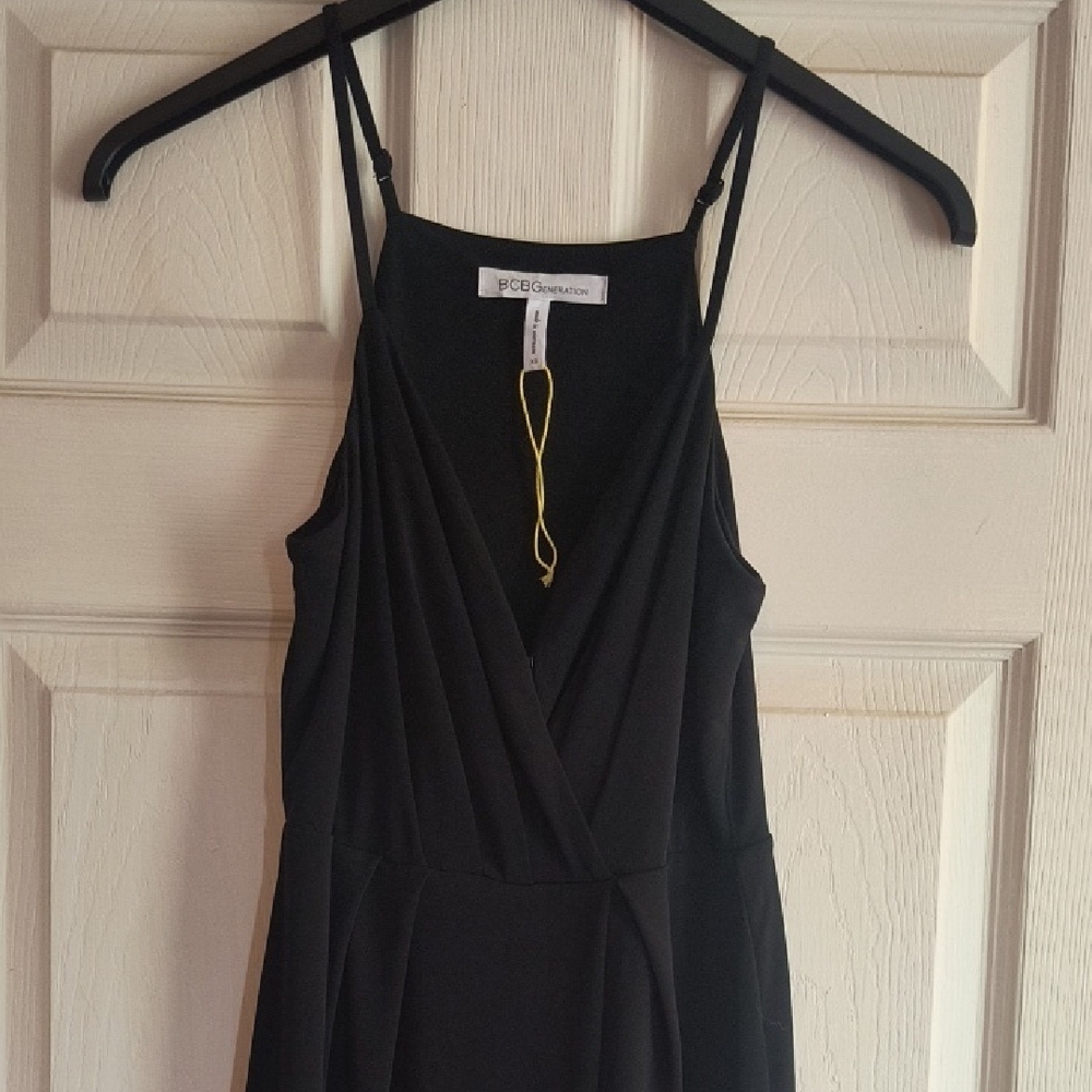 BCBGeneration Black Wrap Sundress with Plunge Neckline